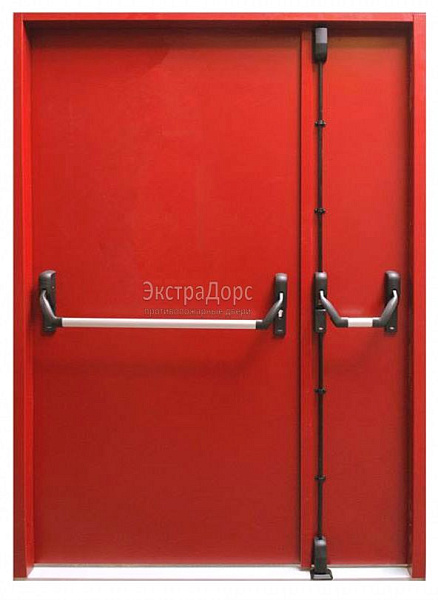 Противопожарная дверь EI 60 дымогазонепроницаемая красная с антипаникой в Воскресенске  купить