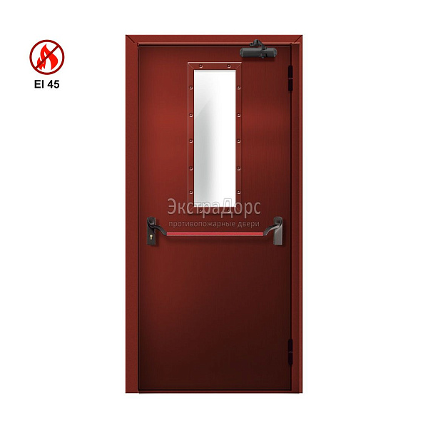 Противопожарная дверь EI 45 ДМП-01-EI45 ДП148 однопольная остекленная с антипаникой в Воскресенске  купить
