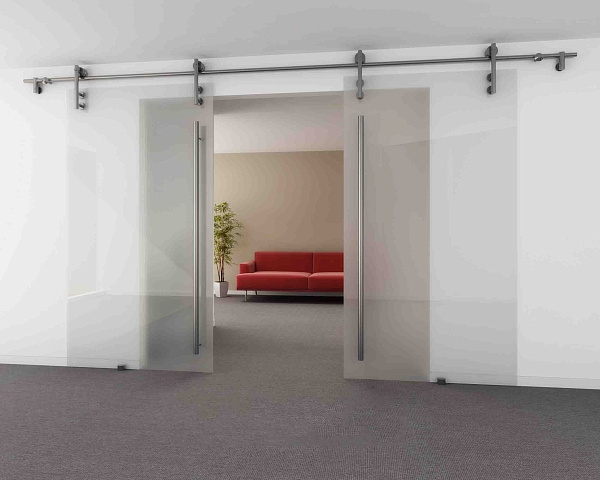 Противопожарная безрамная раздвижная перегородка