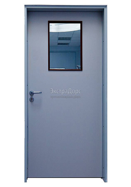 Дверь противопожарная металлическая однопольная EI 30 газодымонепроницаемая со стеклом в Воскресенске  купить